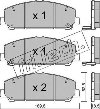 Fri.Tech. 1075.0 - Тормозные колодки, дисковые, комплект autosila-amz.com