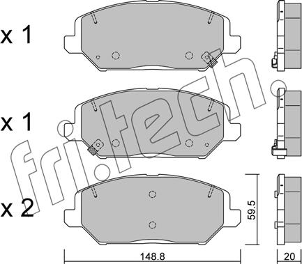 Fri.Tech. 1163.0 - Тормозные колодки, дисковые, комплект autosila-amz.com