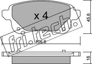 Fri.Tech. 1112.0 - Тормозные колодки, дисковые, комплект autosila-amz.com