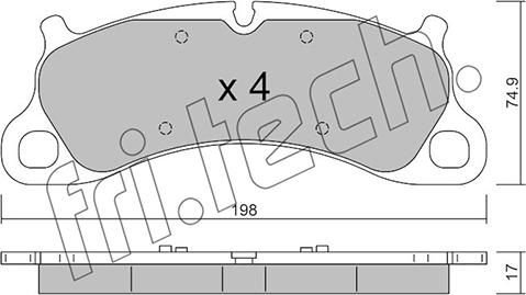 Fri.Tech. 1255.0 - Тормозные колодки, дисковые, комплект autosila-amz.com