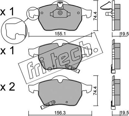 Fri.Tech. 120.1 - Тормозные колодки, дисковые, комплект autosila-amz.com