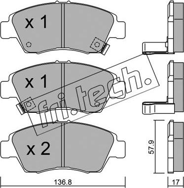 Fri.Tech. 178.0 - Тормозные колодки, дисковые, комплект autosila-amz.com