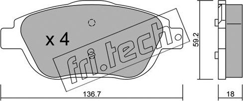 Fri.Tech. 869.0 - Тормозные колодки, дисковые, комплект autosila-amz.com