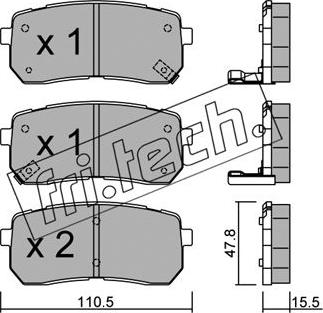 Fri.Tech. 802.0 - Тормозные колодки, дисковые, комплект autosila-amz.com