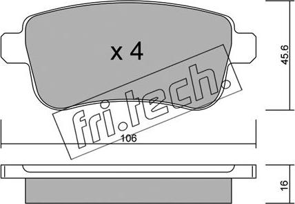 Fri.Tech. 834.0 - Тормозные колодки, дисковые, комплект autosila-amz.com