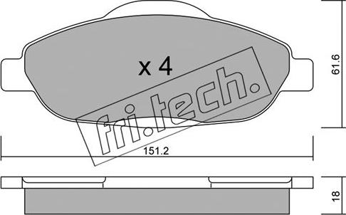 Fri.Tech. 820.0 - Тормозные колодки, дисковые, комплект autosila-amz.com