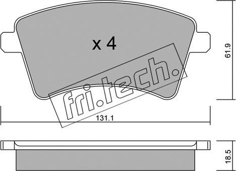 Fri.Tech. 828.0 - Тормозные колодки, дисковые, комплект autosila-amz.com