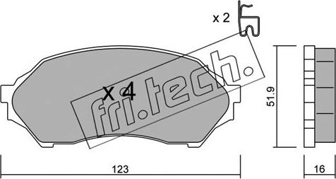 Fri.Tech. 396.0 - Тормозные колодки, дисковые, комплект autosila-amz.com