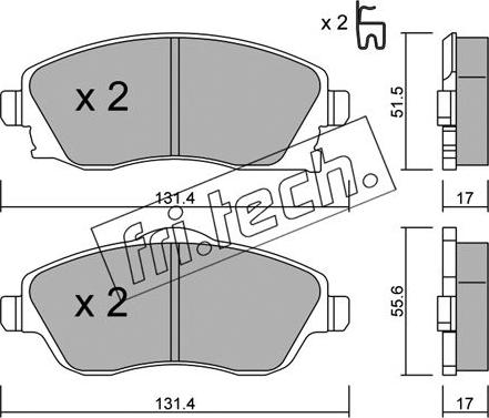 Fri.Tech. 349.0 - Тормозные колодки, дисковые, комплект autosila-amz.com