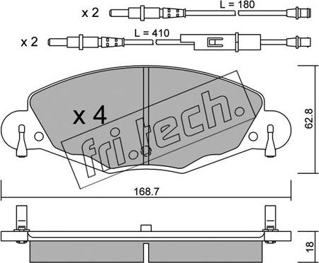 Fri.Tech. 341.0 - Тормозные колодки, дисковые, комплект autosila-amz.com