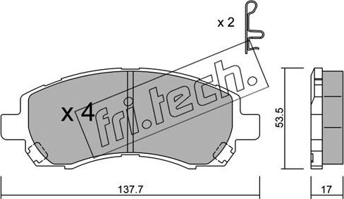 Fri.Tech. 304.0 - Тормозные колодки, дисковые, комплект autosila-amz.com