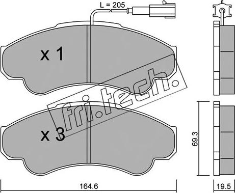 Fri.Tech. 335.0 - Тормозные колодки, дисковые, комплект autosila-amz.com