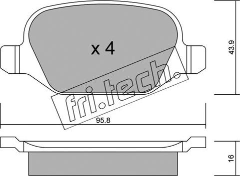 Fri.Tech. 333.1 - Тормозные колодки, дисковые, комплект autosila-amz.com