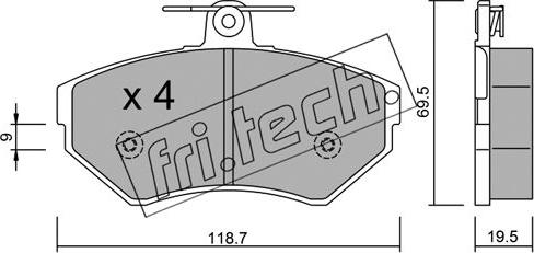 Fri.Tech. 224.0 - Тормозные колодки, дисковые, комплект autosila-amz.com