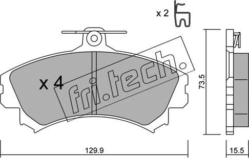 Fri.Tech. 225.0 - Тормозные колодки, дисковые, комплект autosila-amz.com