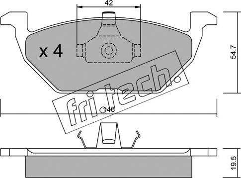 Fri.Tech. 220.0 - Тормозные колодки, дисковые, комплект autosila-amz.com