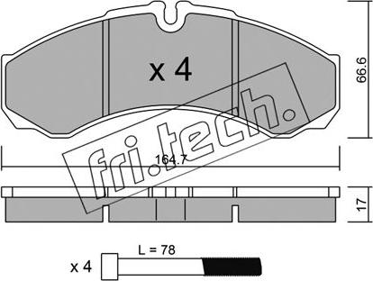 Fri.Tech. 221.3 - Тормозные колодки, дисковые, комплект autosila-amz.com