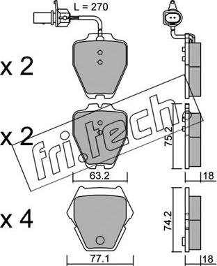 Fri.Tech. 790.1 - Тормозные колодки, дисковые, комплект autosila-amz.com