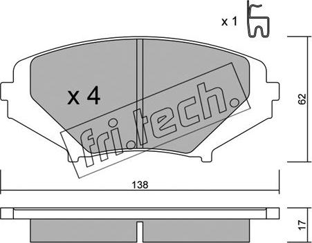 Fri.Tech. 748.0 - Тормозные колодки, дисковые, комплект autosila-amz.com