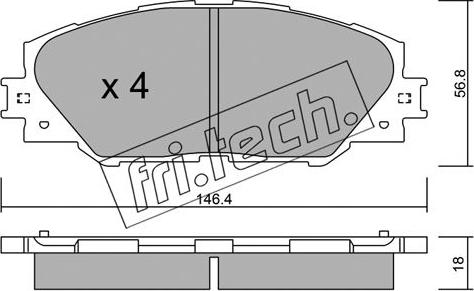 Fri.Tech. 764.0 - Тормозные колодки, дисковые, комплект autosila-amz.com