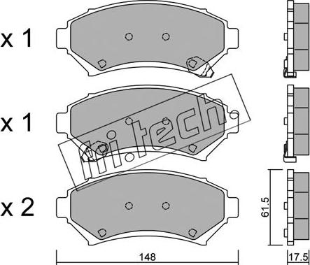 Fri.Tech. 712.0 - Тормозные колодки, дисковые, комплект autosila-amz.com