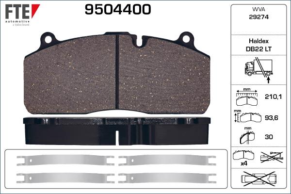 FTE 9504400 - Тормозные колодки, дисковые, комплект autosila-amz.com