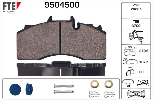 FTE 9504500 - Тормозные колодки, дисковые, комплект autosila-amz.com