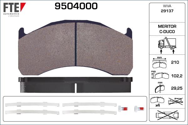 FTE 9504000 - Тормозные колодки, дисковые, комплект autosila-amz.com