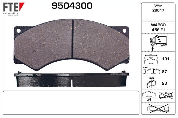 FTE 9504300 - Тормозные колодки, дисковые, комплект autosila-amz.com