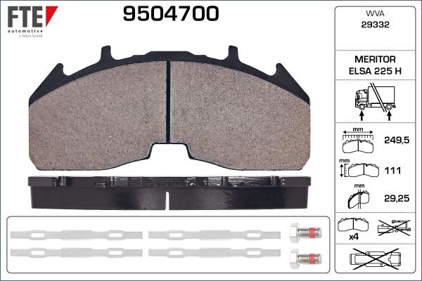 FTE 9504700 - Тормозные колодки, дисковые, комплект autosila-amz.com