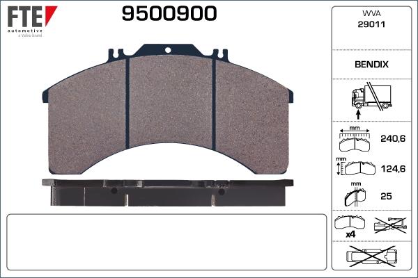 FTE 9500900 - Тормозные колодки, дисковые, комплект autosila-amz.com