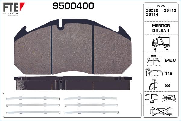 FTE 9500400 - Тормозные колодки, дисковые, комплект autosila-amz.com