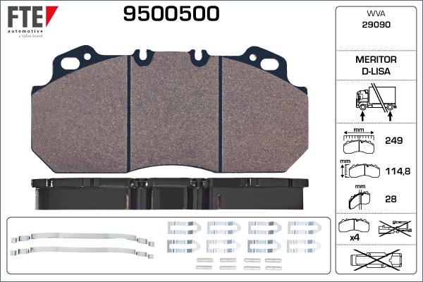 FTE 9500500 - Тормозные колодки, дисковые, комплект autosila-amz.com
