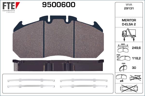 FTE 9500600 - Тормозные колодки, дисковые, комплект autosila-amz.com