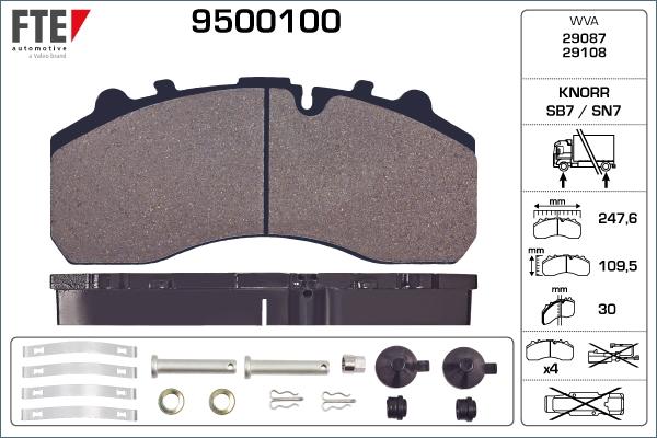 FTE 9500100 - Тормозные колодки, дисковые, комплект autosila-amz.com
