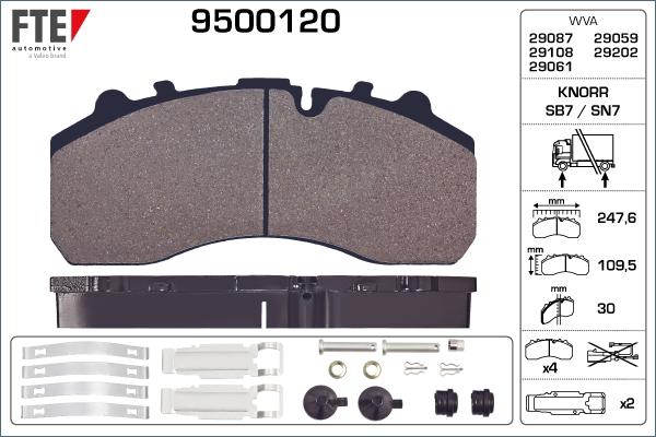 FTE 9500120 - Тормозные колодки, дисковые, комплект autosila-amz.com
