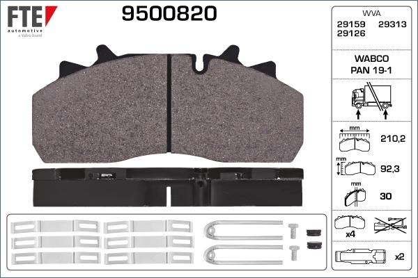 FTE 9500820 - Тормозные колодки, дисковые, комплект autosila-amz.com