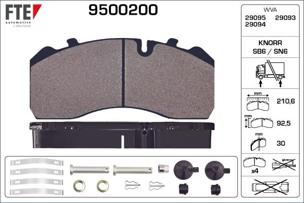 FTE 9500200 - Тормозные колодки, дисковые, комплект autosila-amz.com