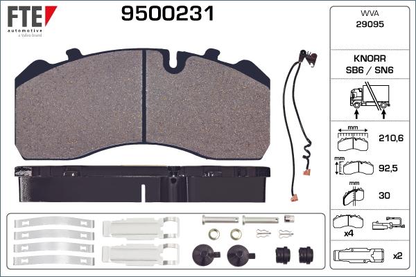 FTE 9500231 - Тормозные колодки, дисковые, комплект autosila-amz.com