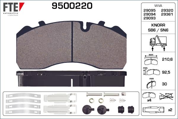 FTE 9500220 - Тормозные колодки, дисковые, комплект autosila-amz.com