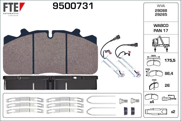 FTE 9500731 - Тормозные колодки, дисковые, комплект autosila-amz.com