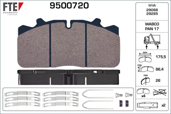 FTE 9500720 - Тормозные колодки, дисковые, комплект autosila-amz.com