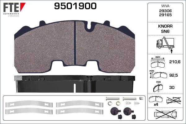 FTE 9501900 - Тормозные колодки, дисковые, комплект autosila-amz.com