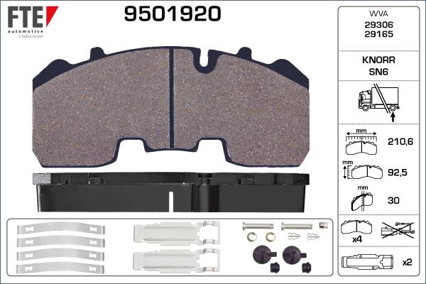 FTE 9501920 - Тормозные колодки, дисковые, комплект autosila-amz.com