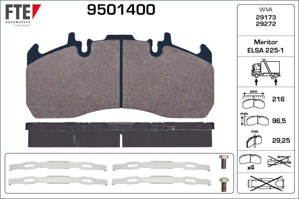 FTE 9501400 - Тормозные колодки, дисковые, комплект autosila-amz.com