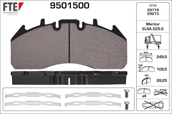 FTE 9501500 - Тормозные колодки, дисковые, комплект autosila-amz.com