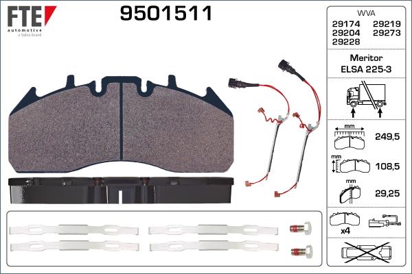 FTE 9501511 - Тормозные колодки, дисковые, комплект autosila-amz.com