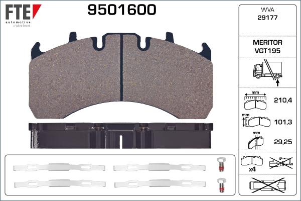 FTE 9501600 - Тормозные колодки, дисковые, комплект autosila-amz.com