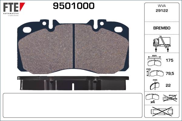 FTE 9501000 - Тормозные колодки, дисковые, комплект autosila-amz.com