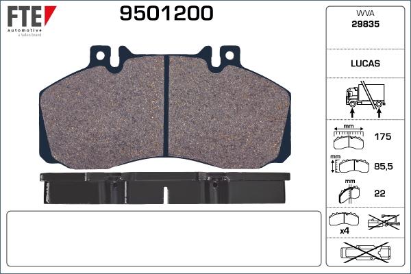 FTE 9501200 - Тормозные колодки, дисковые, комплект autosila-amz.com